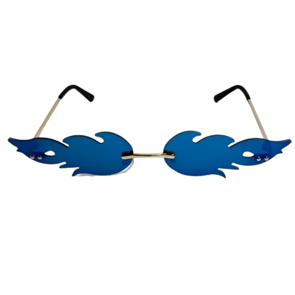 6076 | Blue Mirror Flame Rimless Sunglasses